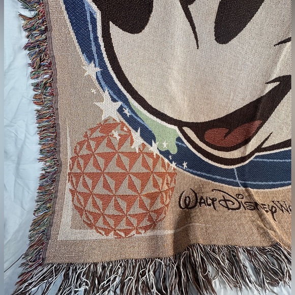 DISNEY PARKS Mickey Woven Tapestry Throw Blanket 51” x 59” Four Parks - Picture 6 of 8